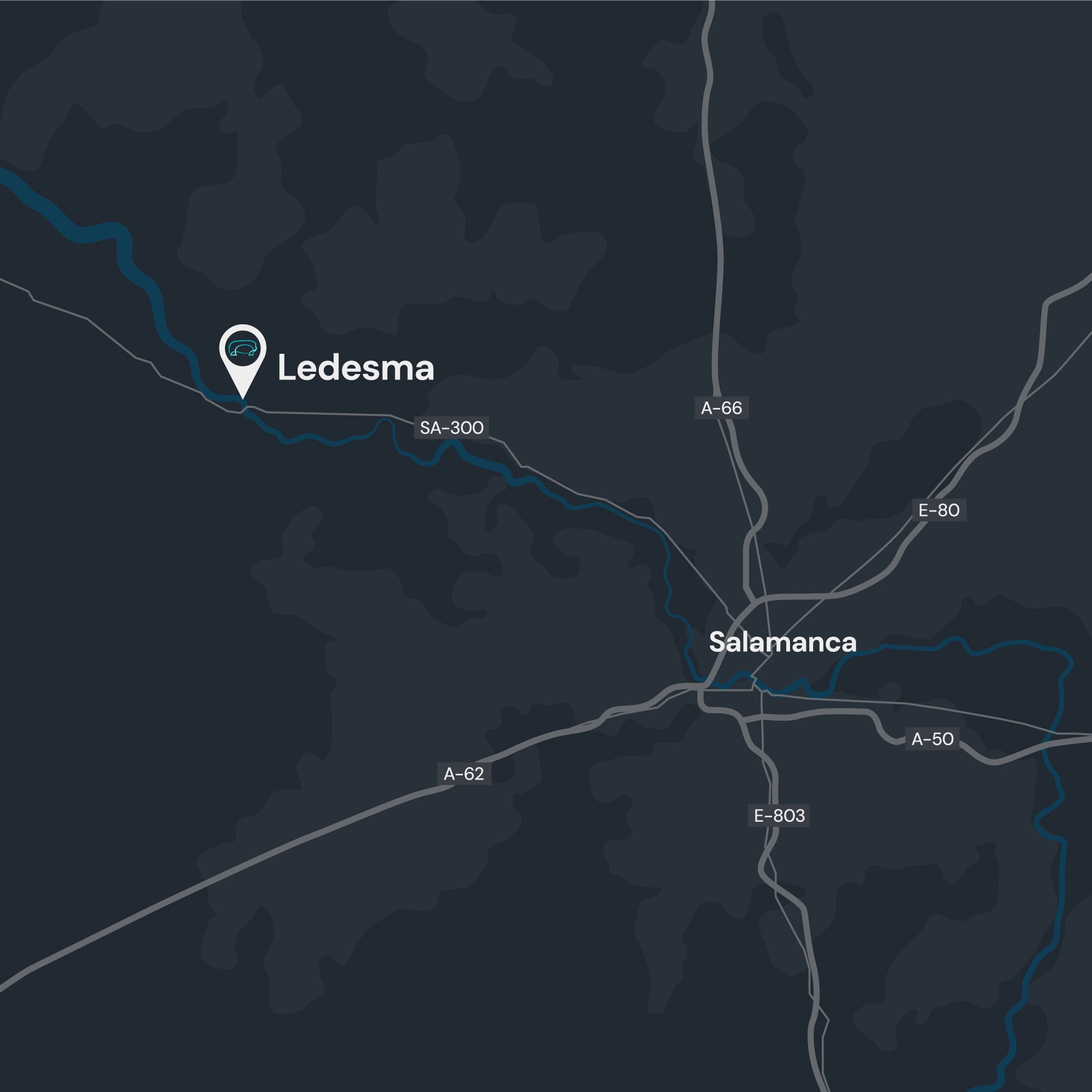 Mapa con la ubicación de Ledesma